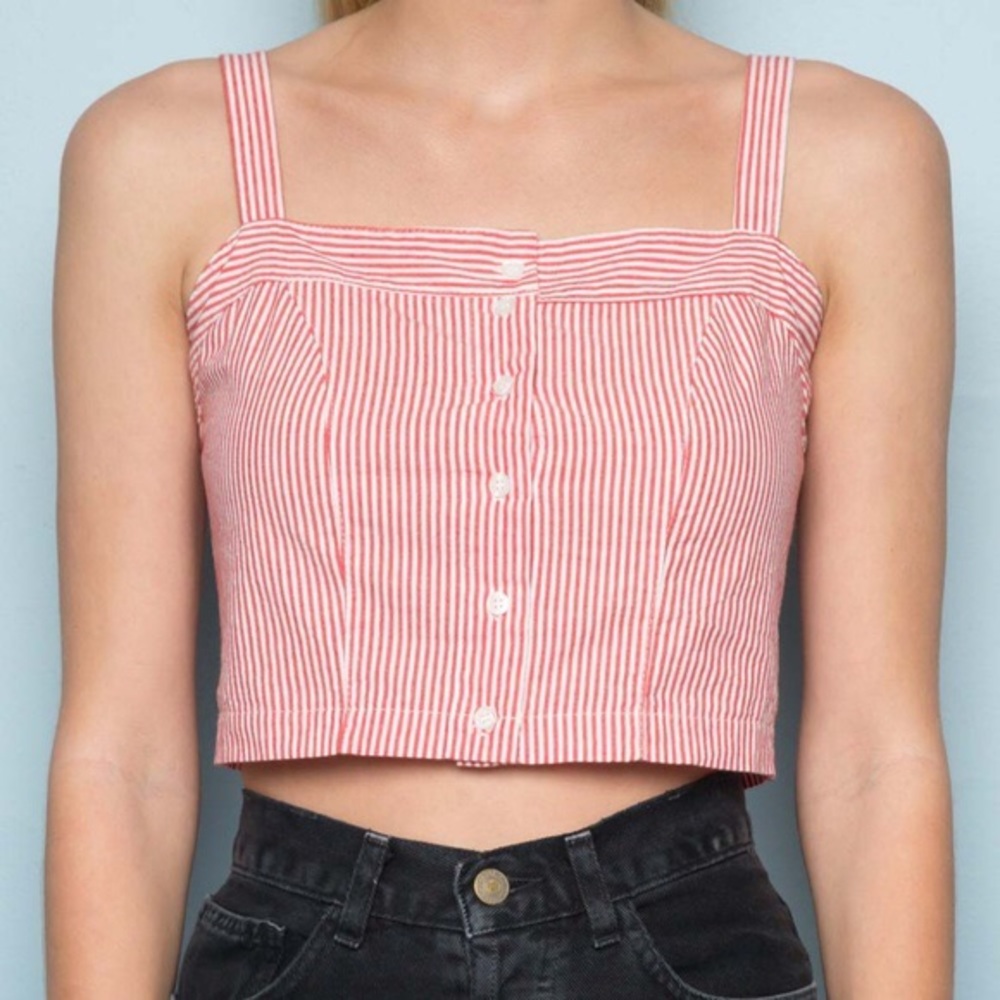 Brandy Melville Red Stripe Crop Top